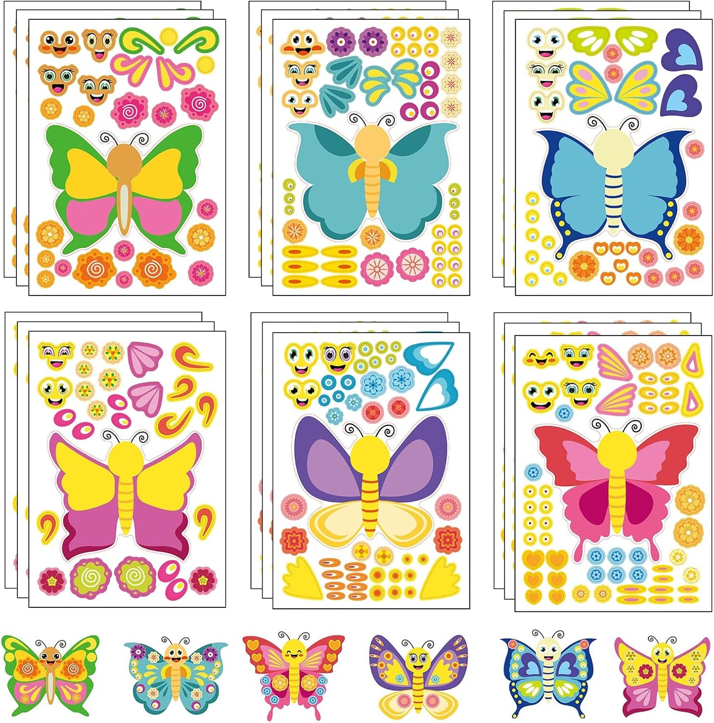24 Sheets Cupcake Make a Face Sticker Sheets for Kids Todders Activities, Make Your Own Stickers for Kids Birthday Party Favor Supplies Craft