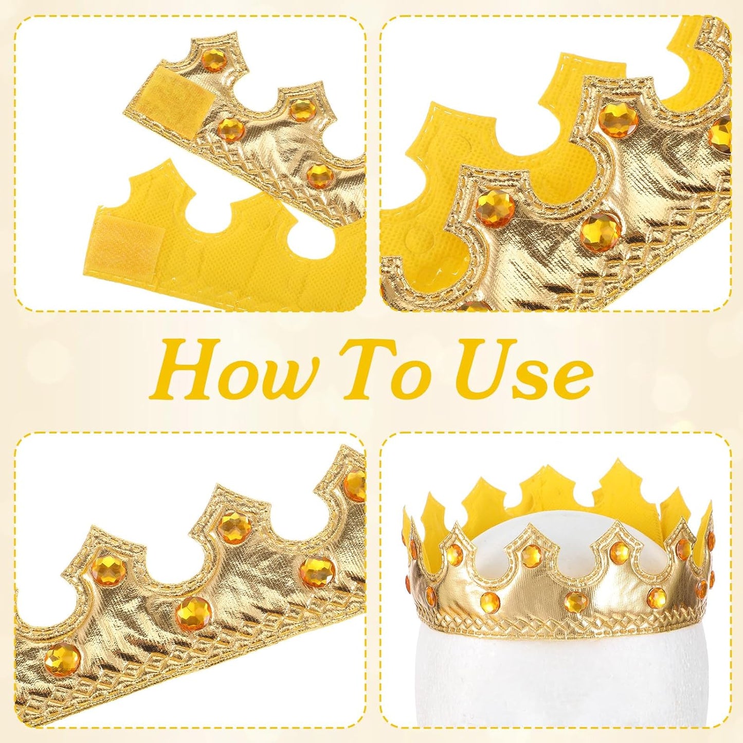 6 Pcs King Crowns for Men, Golden King Crown & Queen Tiara Set, Party Plastic Crown, Birthday Party Ball Headwear and Clothing Accessories