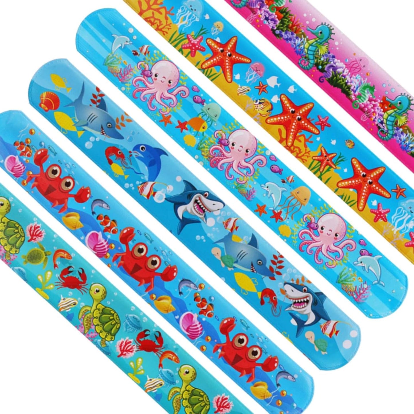 Ocean Animal Slap Bracelets for Party Favors,24PCS Friendship Bracelets for Ocean Theme Party Supplies Decorations Snap Animal Wristands for Party Gift Bag Filler