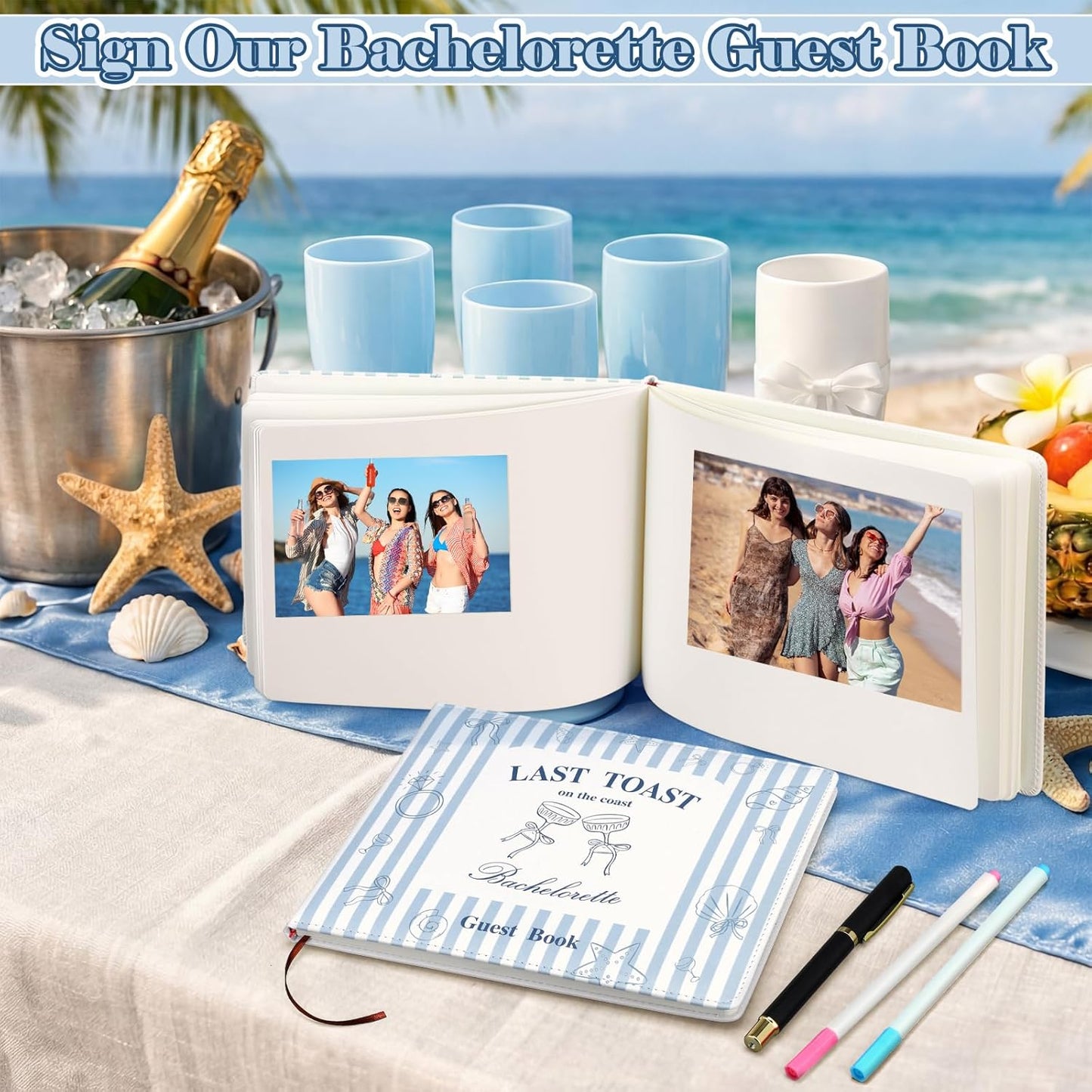 Patelai Bachelorette Party Guest Book with Pen, 8.7 x 7.1 Inches for Bridal Shower Scrapbook Photo Album Signature Memory Keepsake Book Bachelorette Wedding Party Favors, 56 Sheets