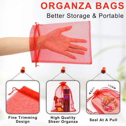 ANZNKU 50PCS Organza Bags 6x9 Large White Gift Bags for Candy Goodie Sachet Jewelry, Mesh Bag Drawstring Sheer Packaging Pouches for Wedding Favors Mother's Day Birthday Party Baby & Bridal Shower