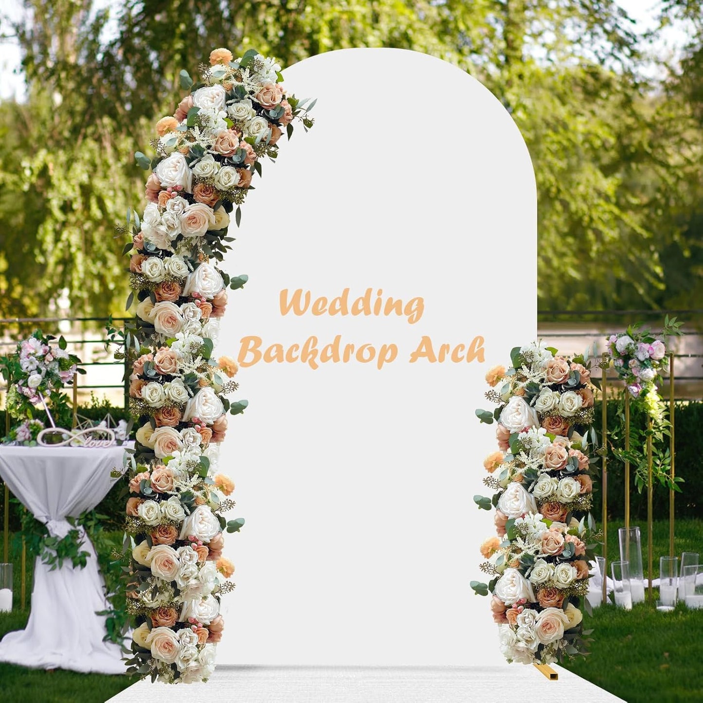 Metal Arch Backdrop Stand 7.2FT+6FT Wedding Arch Backdrop Stand Set of 2 Gold Arch Backdrop Stand for Valentines Day Party Wedding Ceremony Baby Shower Birthday Floral Balloon Decration
