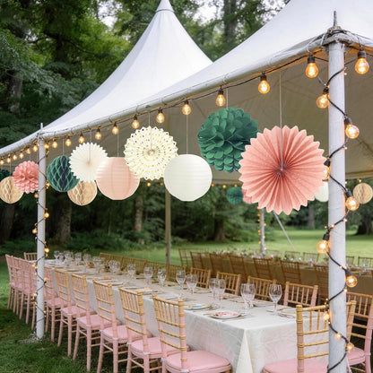 Tissue Paper Pom Poms - 23 PCS Dusty Blue Paper Flowers Pom Pom Kit Circle Dot Party Banner Hanging Swirl Party Decorations for Wedding Birthday Baby Shower Bridal Shower Tea Party