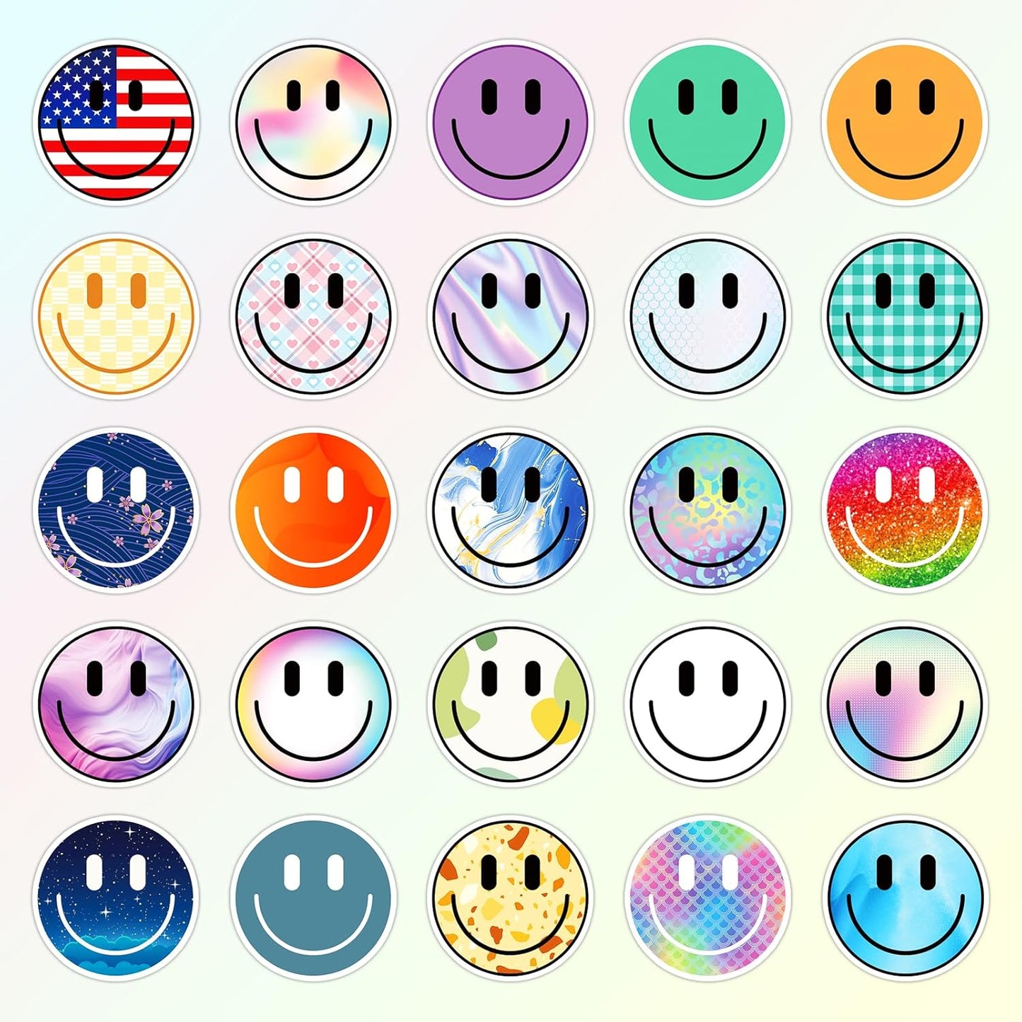50PCS Smiling Stickers, Cute Water Bottle Stickers for Kids, for Teaching Rewards, Notebooks, Stationery, Luggage, Cartoon PVC Happy Stickers