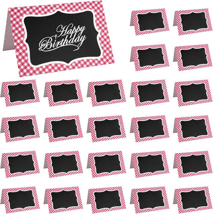 25 Pcs Picnic Party Decorations BBQ Party Decorations, Red Gingham Double Sided Cardboard Tent Cards for Table Number Food Labels Buffet Signs Wedding Baby Shower Event Decor Supplies