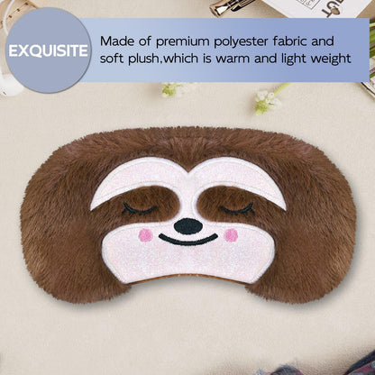 Christmas Reindeer Sleep Mask Cute Antler Eye Masks Sleeping Soft Plush Cartoon Blindfold Funny Animal Eye Cover Xmas Presents for Women Men (Xmas Reindeer,Brown)