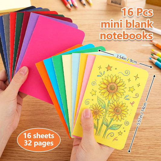 BESARME 16 Pack Mini Notebooks Bulk, A6 Small Lined Pocket Notebook End of Year Gifts for Students Elementary School Graduation Gifts for Kids Students School Supplies