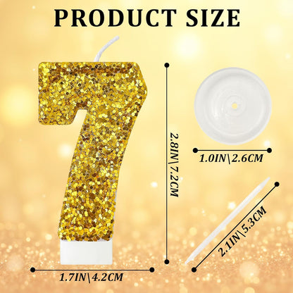 Birthday Number Candles, Glitter Number Candle Cake Decorations with Sequins, Cupcake Decorations for Girls, Women, Party Anniversary Celebrations (Number 6, Purple)