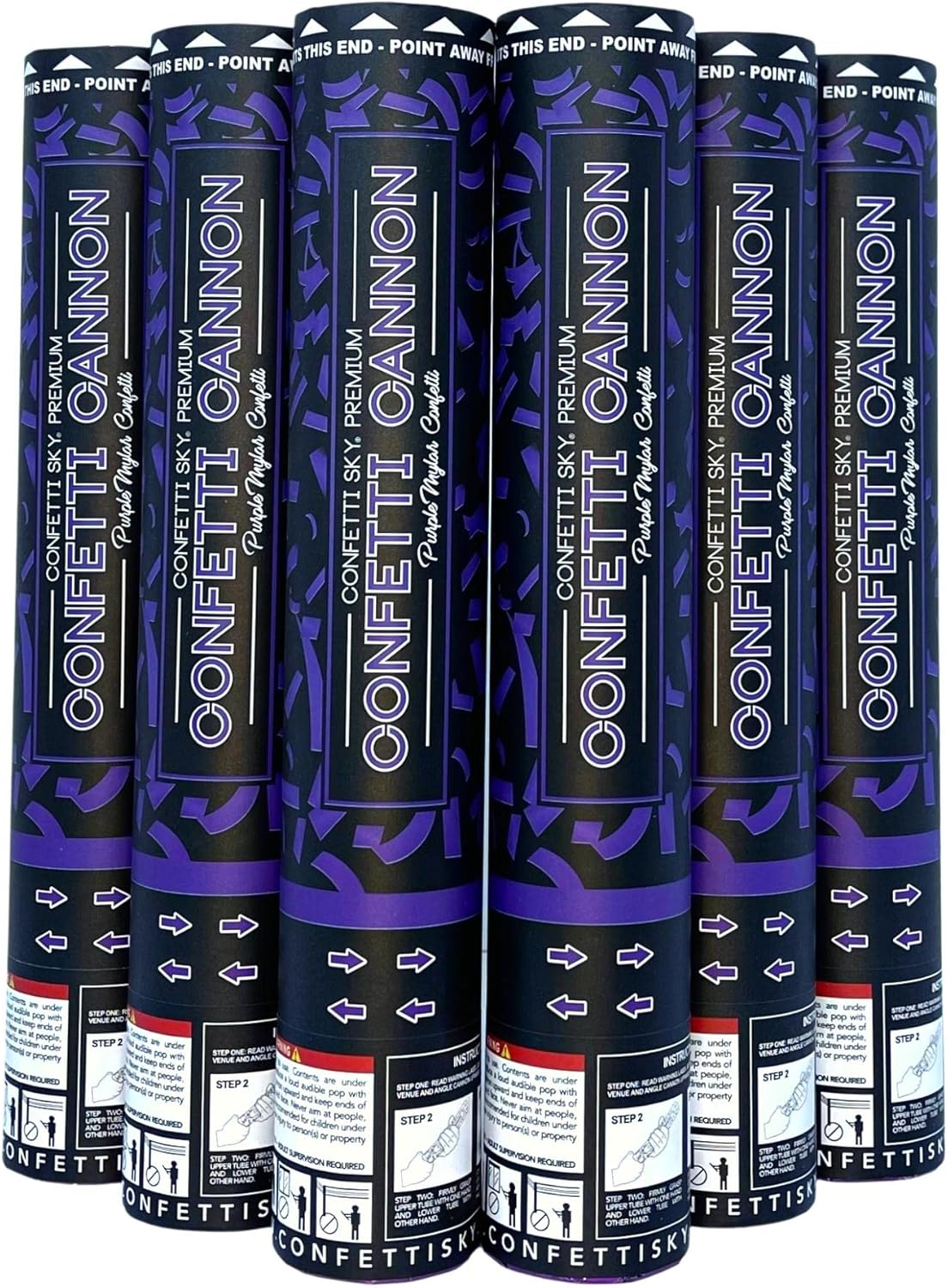 Confetti Sky [6 Pack] 12 Inch Confetti Cannons | Multicolor Confetti Poppers for Wedding Celebration, Birthday Party, Pranks, Graduation, Christmas Eve and New Year Celebration