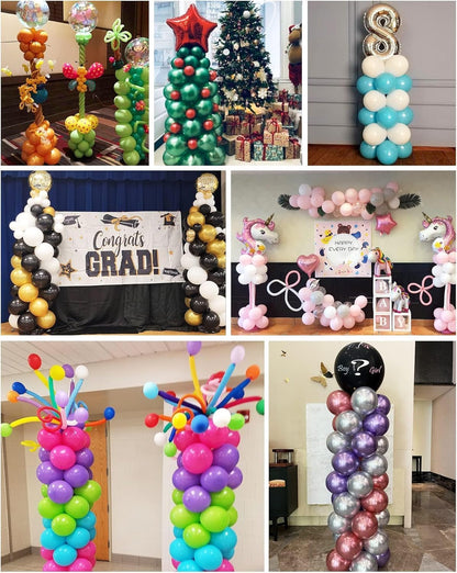 YALLOVE Balloon Column Stand Kit Set of 4, 7 Feet Height Adjustable Balloon Tower Pillar with Reusable Metal Telescopic Design for Birthday, Wedding, Baby Shower, Graduation Party Decoration
