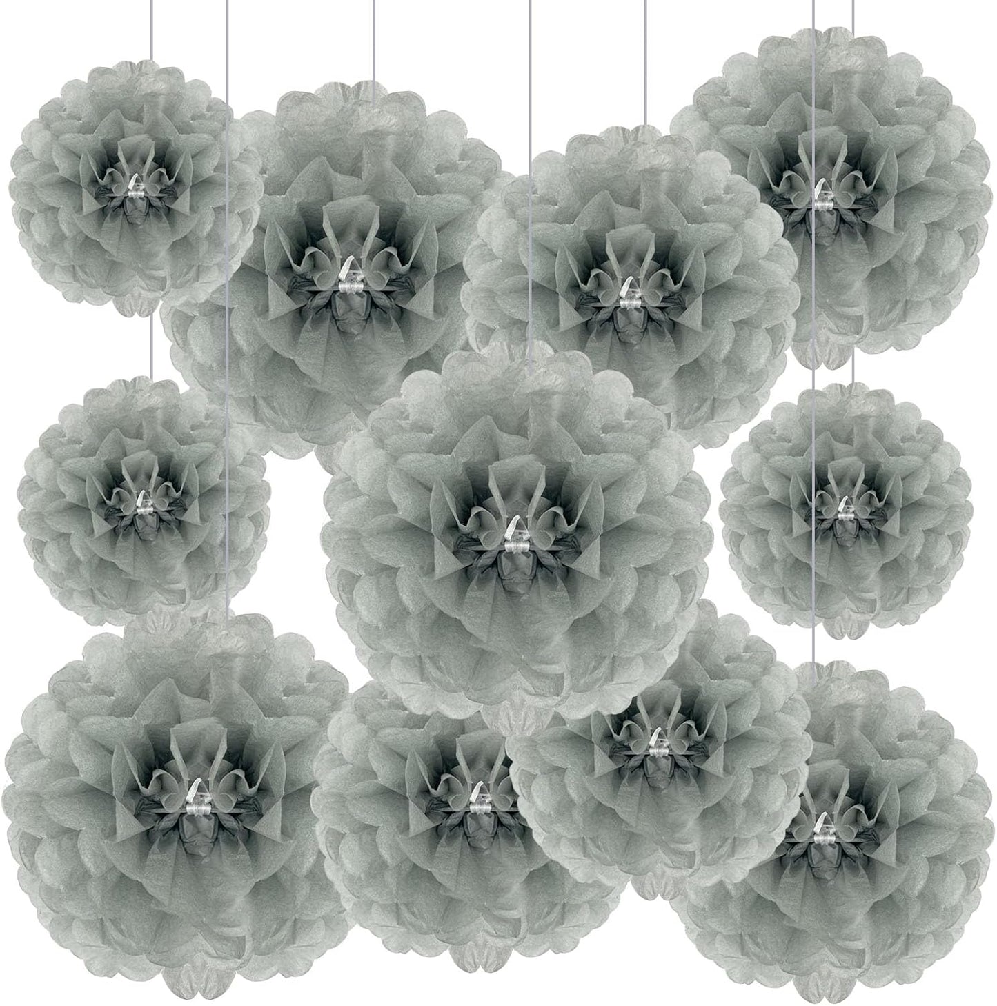 Tissue Paper Pom Poms, Pink Tissue Paper Flowers, Hanging Flower Balls for Weddings Fiesta Parties Birthday Baby Showers Classroom Bridal Shower Decoration (18Piece Set-6/10/12/14Inch)