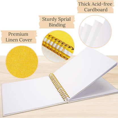 8 x 8 Inch Scrapbook Photo Album Linen Cover 20 Sheets/ 40 Pages, Hardcover Kraft White Pages Memory Book, for Travel Wedding Guest Book Christmas Baby Shower Fits 4x6 & Instant Photos, Beige
