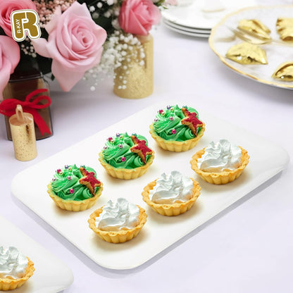 3 Pack Plastic Serving Trays for Party - Gold Serving Tray 8 x 11 Inch - Heavy Duty Dessert Trays for Food - Rectangular Party Serving Trays for Entertaining - Clear Cookie Platters