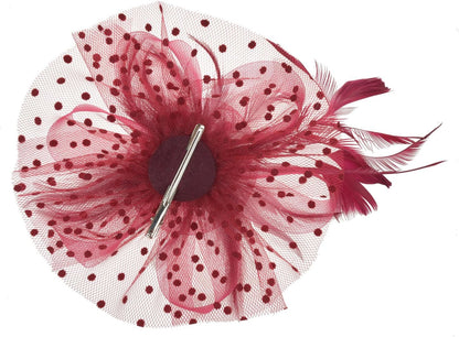 DRESHOW Fascinators Hat Flower Mesh Ribbons Feathers on a Headband and a Clip Tea Party Headwear for Girls and Women - Colors A