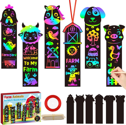 CY2SIDE 60PCS Princess Fairy Wand Scratch Bookmarks for Girls, Make Your Own Fairy Stick Scratch Paper Magic Wands Bookmark, DIY Princess Stick Rainbow Crafts Ornaments for Kids Birthday Party