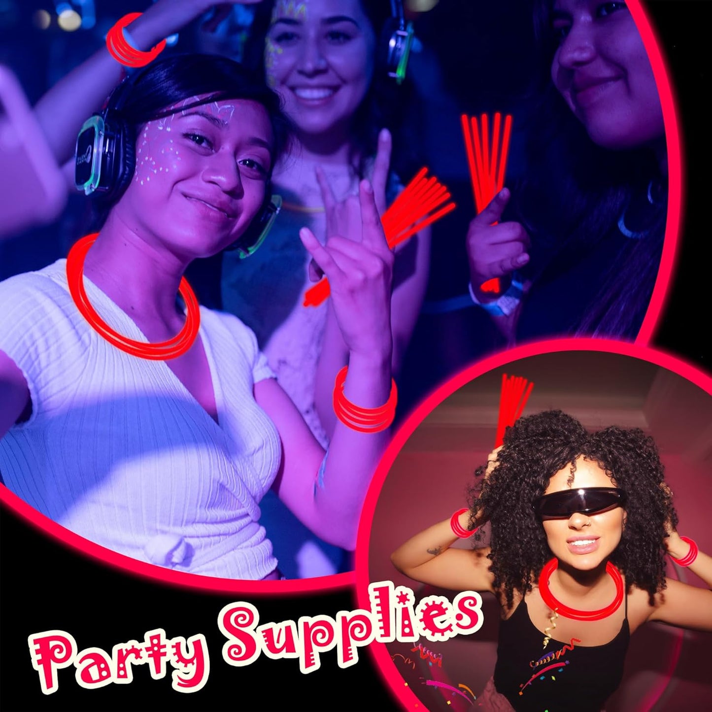 100 pk 8" Glow Sticks Bulk Party Favors, Light up Glow Necklaces & Bracelets in the Dark Party Supplies For Christmas Halloween 4th of July Birthday Neon Party (100 * Blue)