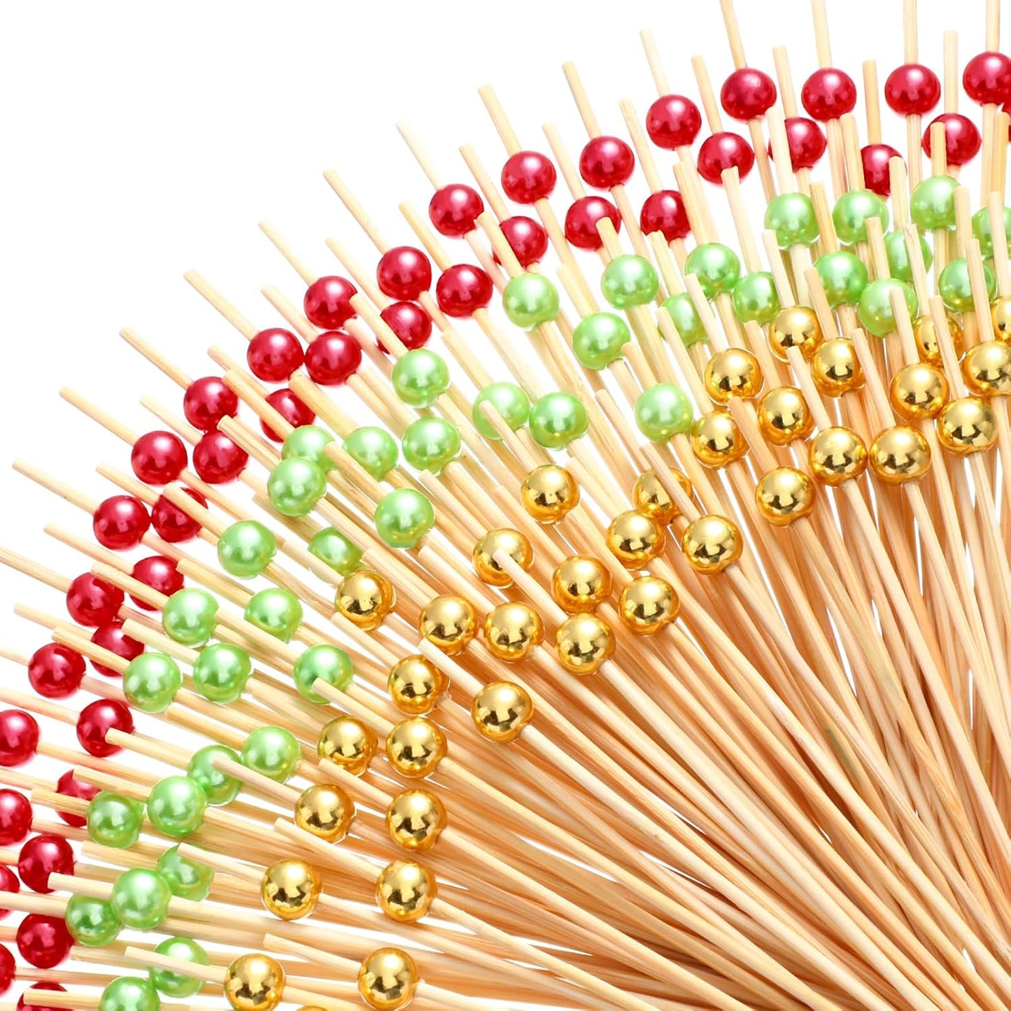 Reallnaive 600 Pcs Cocktail Pick Pearl Fancy Toothpick for Appetizer 4.7 Inch Long Skewer for Drink Fruit Food Bamboo Stick Wedding Bridal Shower Decoration Charcuterie Accessories (White)