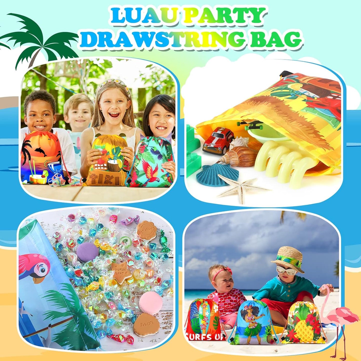 Marsui 24 Pcs Glowing Party Favor Drawstring Bags Gift Goodie Candy Favors Bags for Birthday Party Supplies