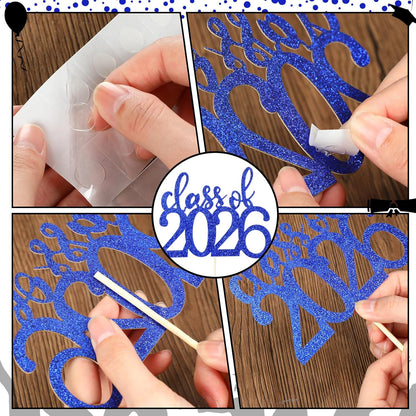Amyhill 24 Pcs 2026 Graduation Decorations Class of 2026 Graduation Centerpiece Sticks Glitter Double Sided for Table Grad Party Decorations for Vase Table Toppers Supplies(Black)