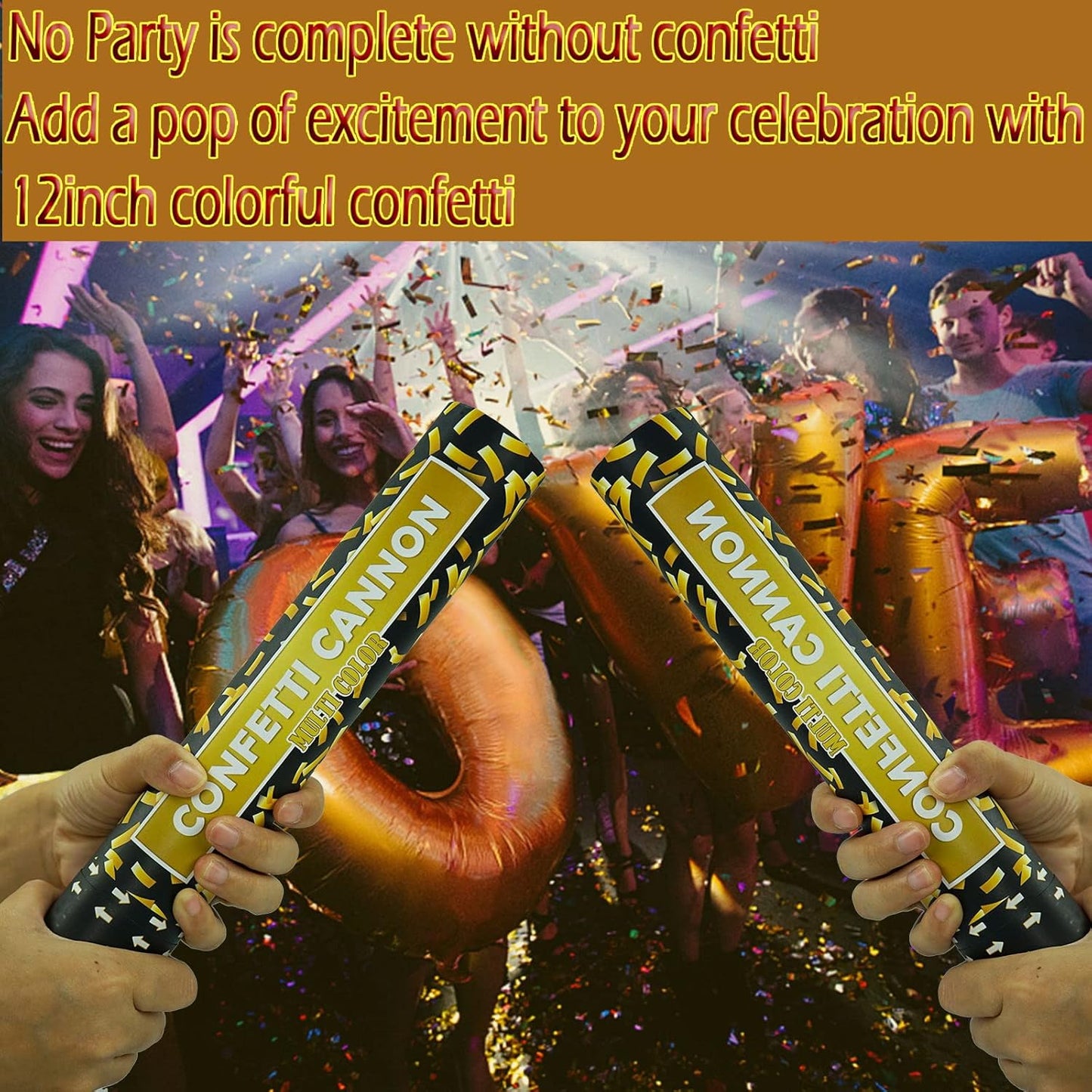 Confetti Cannon Gold Party Poppers - 6 Pack 12 Inch Confetti Poppers for Wedding Celebration Birthday Party Celebration Baby Shower Decorations Christmas New Year Graduation