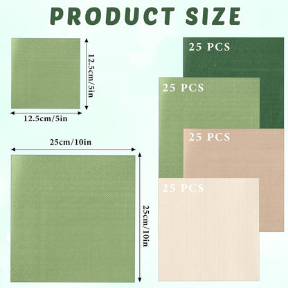 Layhit 100 Pcs Cocktail Napkins Disposable Beverage Napkins Square Paper Dessert Tissue for Wedding Birthday Celebration Party Supplies(Brown Series,5 x 5 Inch)