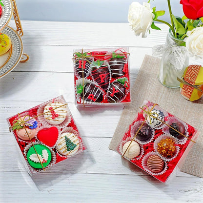 20 Pack Bakery Boxes 5x5x2 Inches Chocolate Covered Strawberries Boxes for 4 Mini Cake & Cookies Macaron Pie Browines boxes
