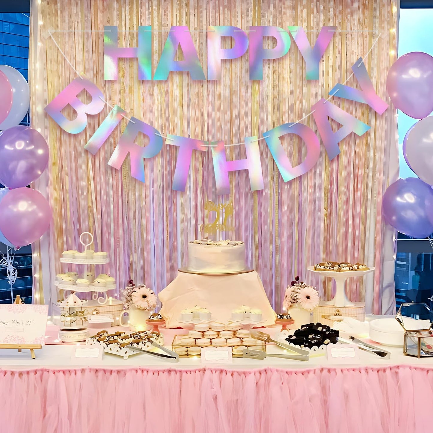 Happy Birthday Banner - 9ft Pre-Strung Happy Birthday Sign for Women, Men, Girls, Boys - No DIY Birthday Decorations & Party Supplies(Macaron)