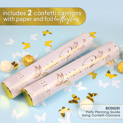 PrimePure Confetti Cannon Party Poppers - Holographic Silver Stars Confetti Popper - 2 Pack - Party Cannon Silver Glitter Star Pop Gun for Birthday, Wedding, Graduation, Celebration, Pranks