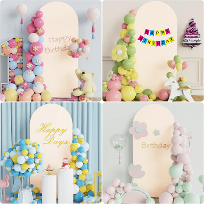 Wokceer 7.2 FT Wedding Arch Backdrop Stand and White Arch Cover, Metal Arch Stand with Arch Stand Cover for Birthday Party Wedding Ceremony Bridal Baby Shower Event Decor