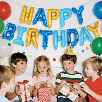 Happy Birthday Balloons Banner, Foil Balloon Personalized Name Letters Balloons Sign Birthday Party Decorations for Women Men Boys Girls Cream