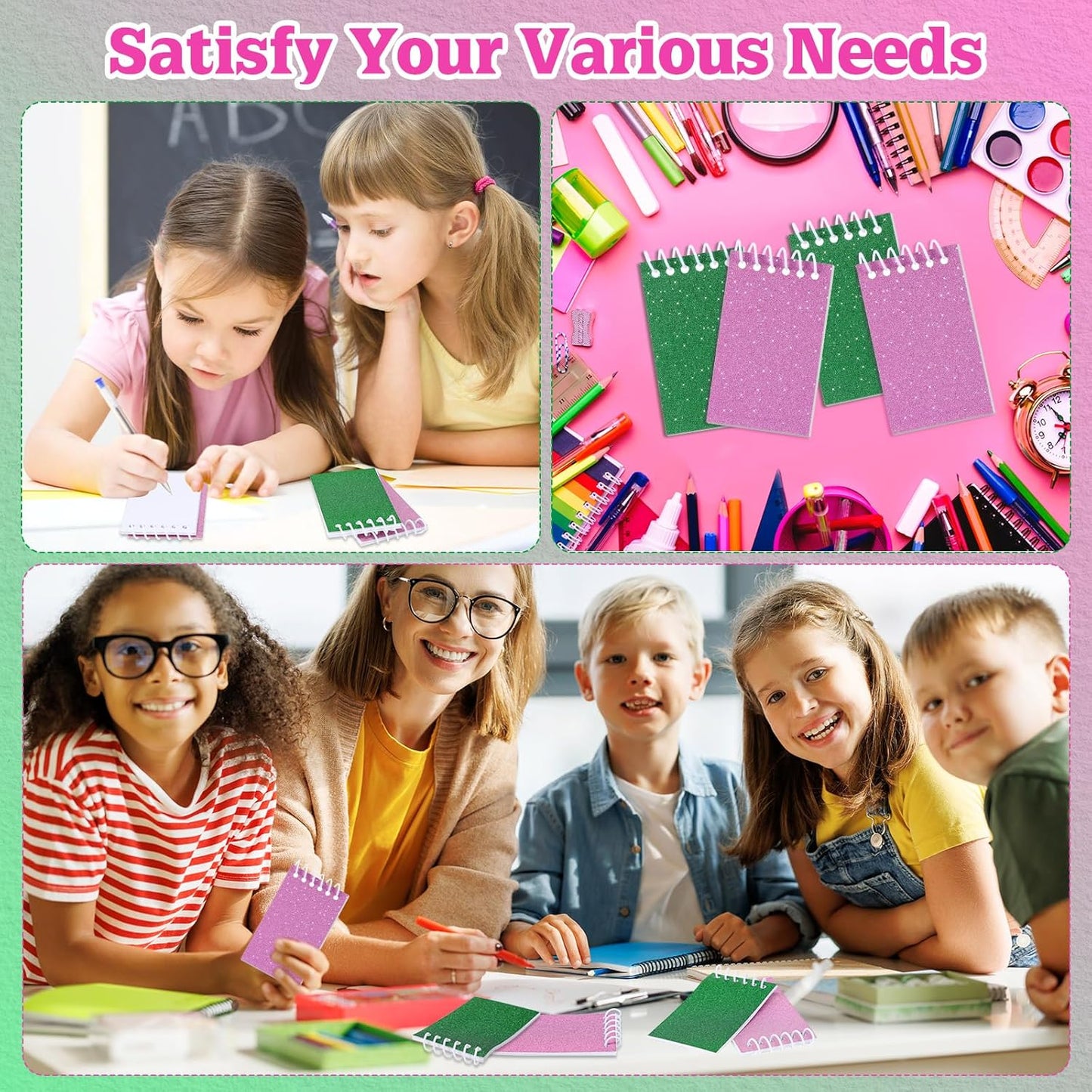 Resurhang 24 Pcs Witch Notepads Mini Spiral Notepads Small Prism 3.9 x 2.4 Inch Glitter Colorful Notebooks for Birthday Christmas Witch Party Supplies Gifts