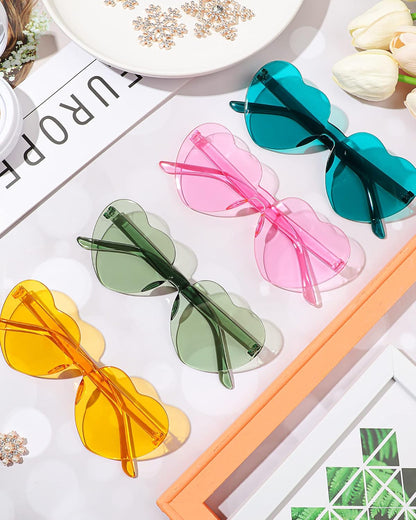 Frienda 20 Pairs Heart Shaped Sunglasses Rimless Candy Color Glasses for Women Men Party Favor