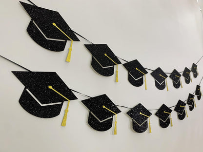 Tinbax Graduation Decorations Class of 2026 Party Supplies - Graduation Grad Caps Banner (Pre-Strung)