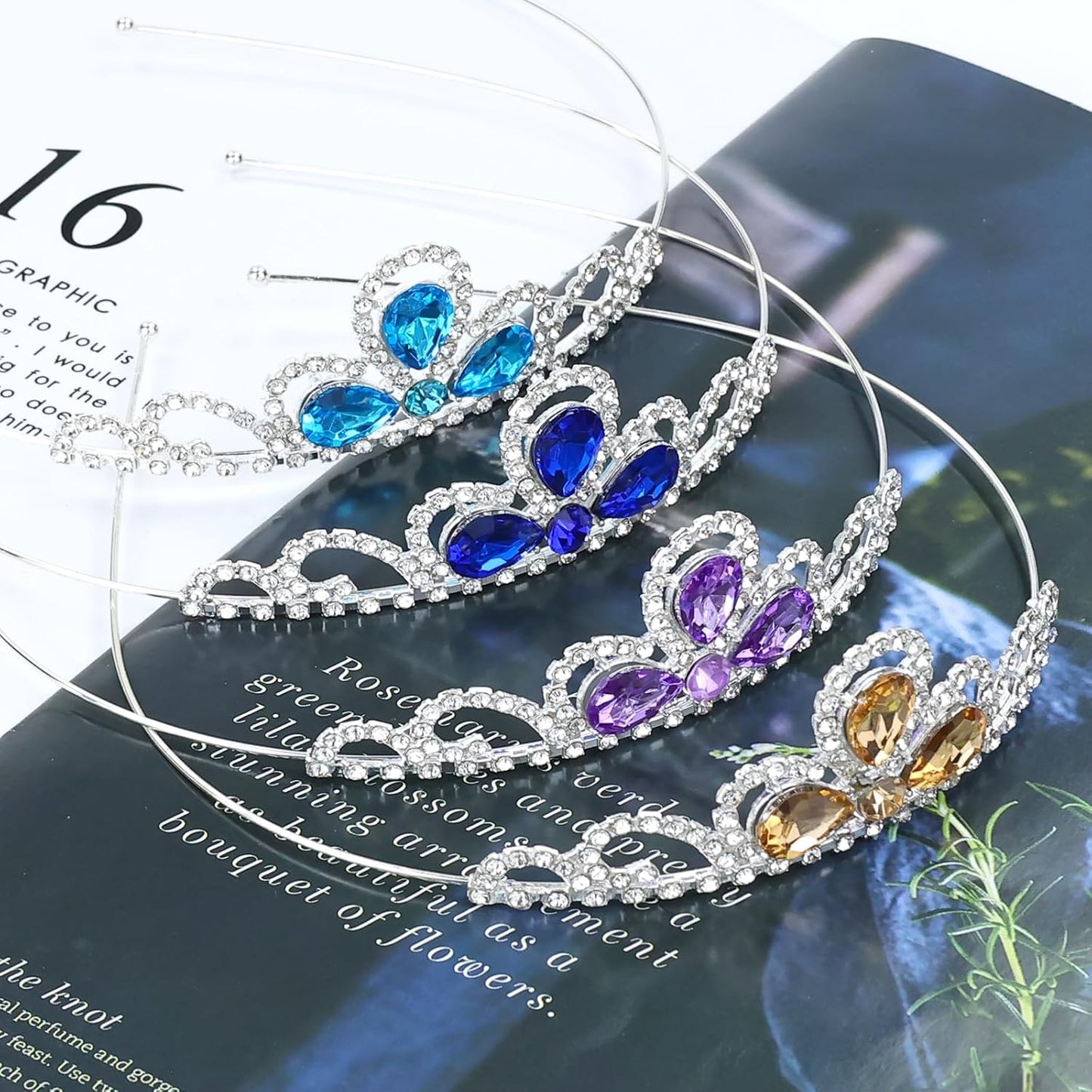 inSowni 8 Pieces Silver Metal Glitter Waterdrop Rhinestone Princess Crown Headbands Tiaras Wedding Birthday Party Prom Headpieces for Women Brides Bridesmaids