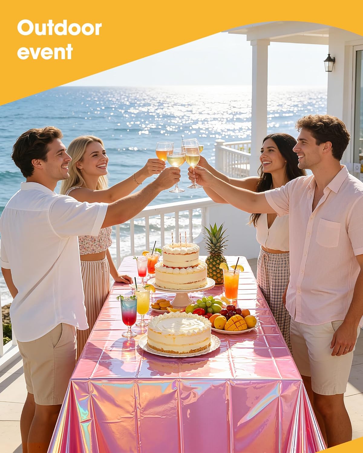 Niuara White Plastic Table Cloth - 4 Pack 54" × 108" Rectangle Disposable Tablecloths for 6FT Tables, Table Cover for Party, Holiday & Gathering Use