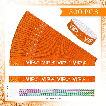 Teling 500 Pack VIP Plastic Wristbands Bracelets Party for Events VIP Custom Wristbands Plastic Bracelets Tear proof Waterproof Wrist Bands Arm Bands for Events Concerts