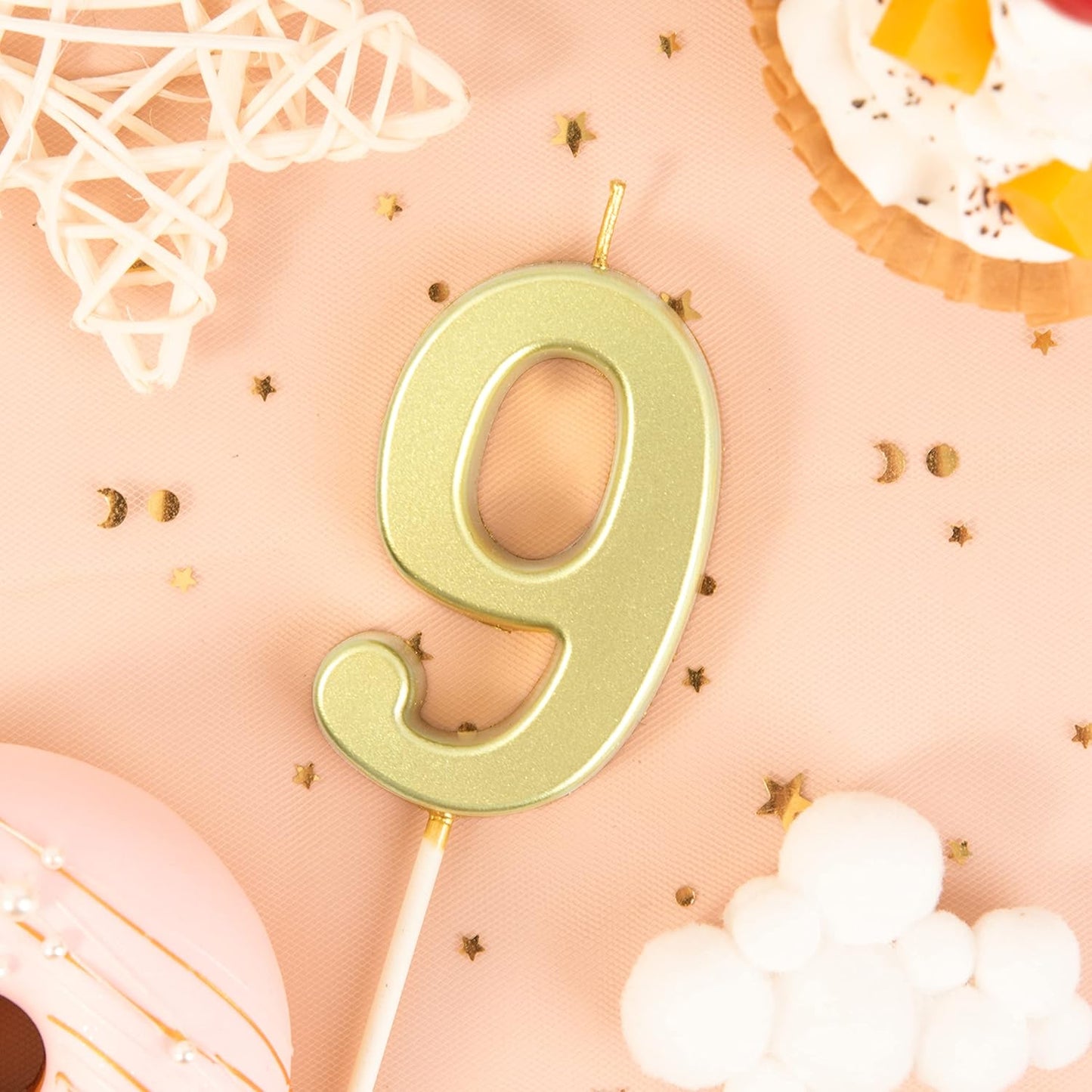 PHD CAKE 2.76 Inch Modern Gold 2 Number Birthday Candles, Gold Number Candles, Cake Number Candles, Party Celebration