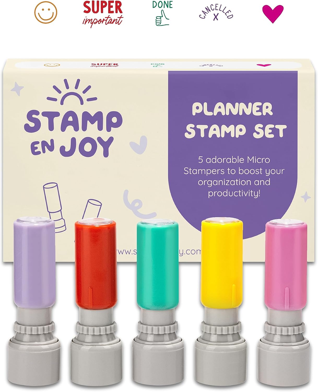 6 Self-Ink Flash Stamp Set, Multicolor Teacher Stamps for Classroom, Stamps for Teachers, Pre-Inked, Refillable Stamps (Celebration Set)