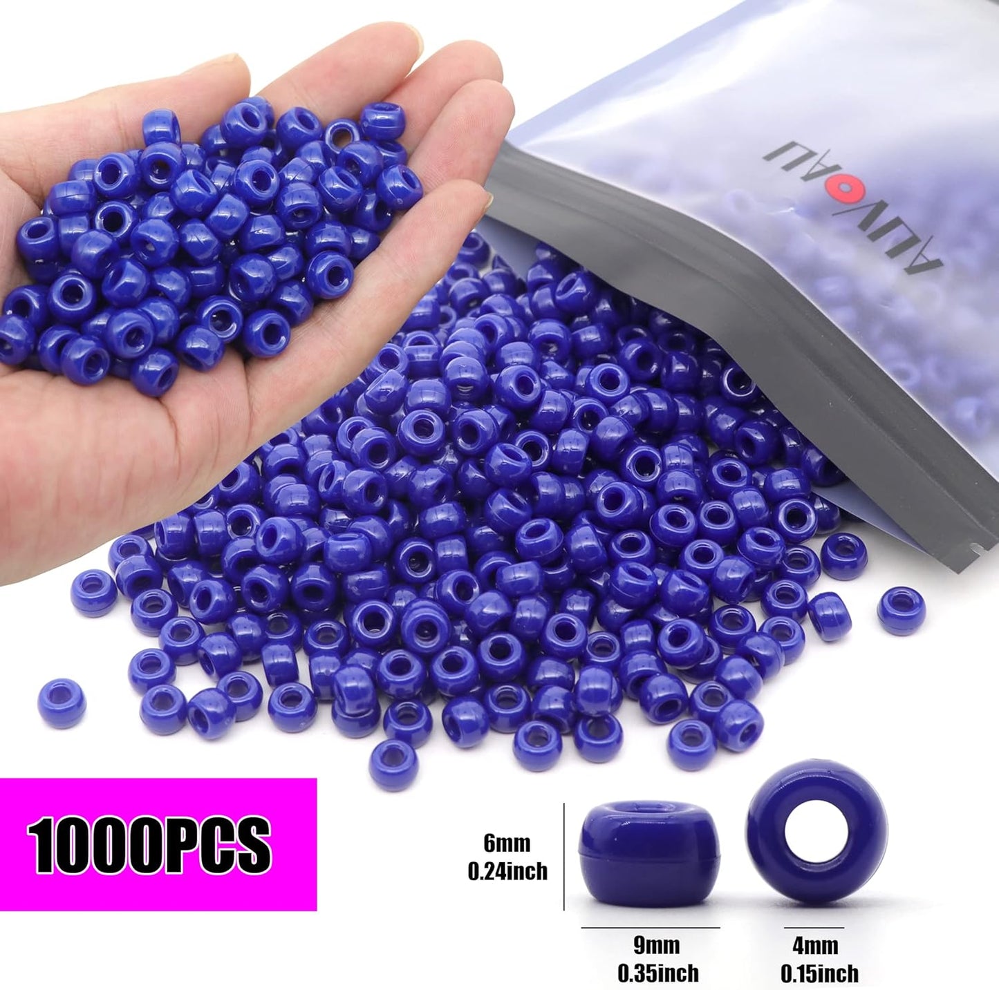 1000Pcs Glow in The Dark Pony Beads 9mm Plastic Kandi Beads Bulk for Friendship Bracelet Necklace Craft Jewelry Making Beads for Hair Braids 9 Color