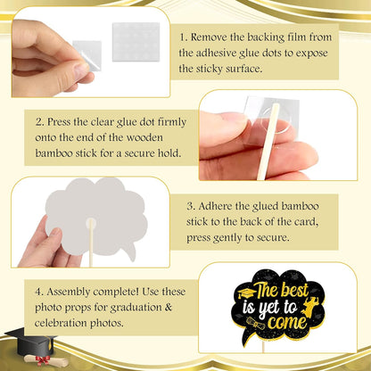 2026 Graduation Photo Booth Props & Selfie Frame Set, 30Pcs Black Gold Congrats Grad Party Photo Props with 1Pc Selfie Frame for Class of 2026 Graduation Decorations Party Supplies Gifts