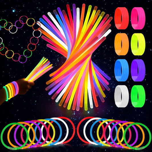 LovesTown Glow Sticks Bulk for Party Favors, Ultra Bright 100 PCS Glow in the Dark Party Favors Neon Light Sticks Bulk for Weddings Classroom Decorations Prizes