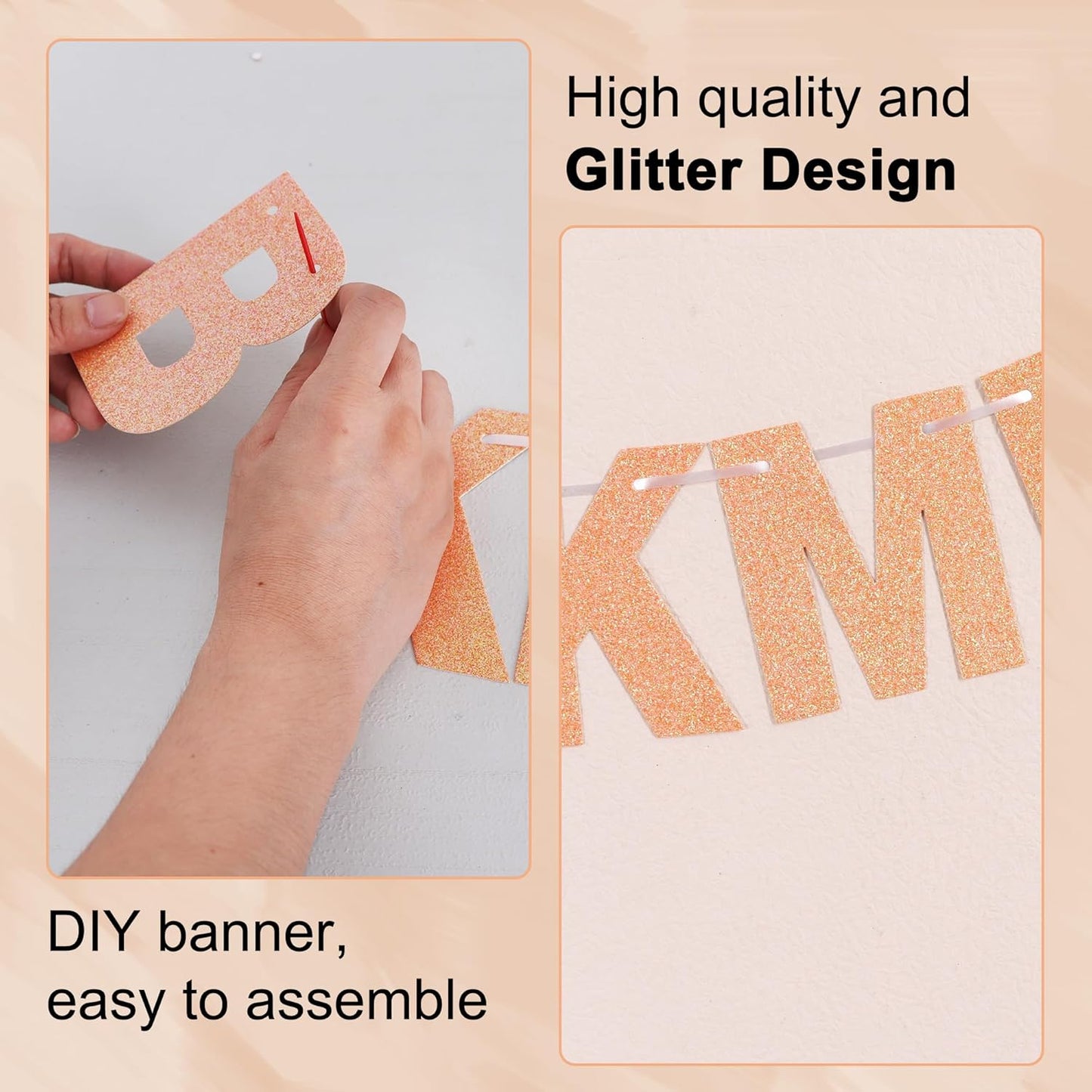 BEISHIDA 116 PCS A-Z DIY Letter Banner Kit Make Your Own Banner Including 111 Letters and Numbers 3 Rope and 2 Threading Device,Customized for Birthday Graduation Wedding Decor Black