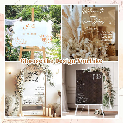 Custom Name Welcome to Our Wedding Signs Personalized Wedding Mirror Decals Selfie Mirror Decal for Wedding Entry Reception Display Golden Date Marriage DIY Vinyl Lettering Welcome Party Decoration