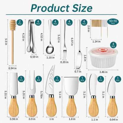 Gold Charcuterie Boards Accessories Bowls Utensils, Cheese Knife Set Mini Butter Spreader, Serving Tongs, Forks, Spoons, Dipping Bowls with Lids, Toothpick Flag, Honey Dippers for Party Platter Making