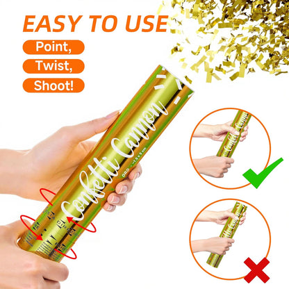 4 Pack Gold Confetti Cannon Poppers, Confetti Shooter, Party Popper for Celebration, Birthday, Graduation, New Year's Eve Party （Gold）