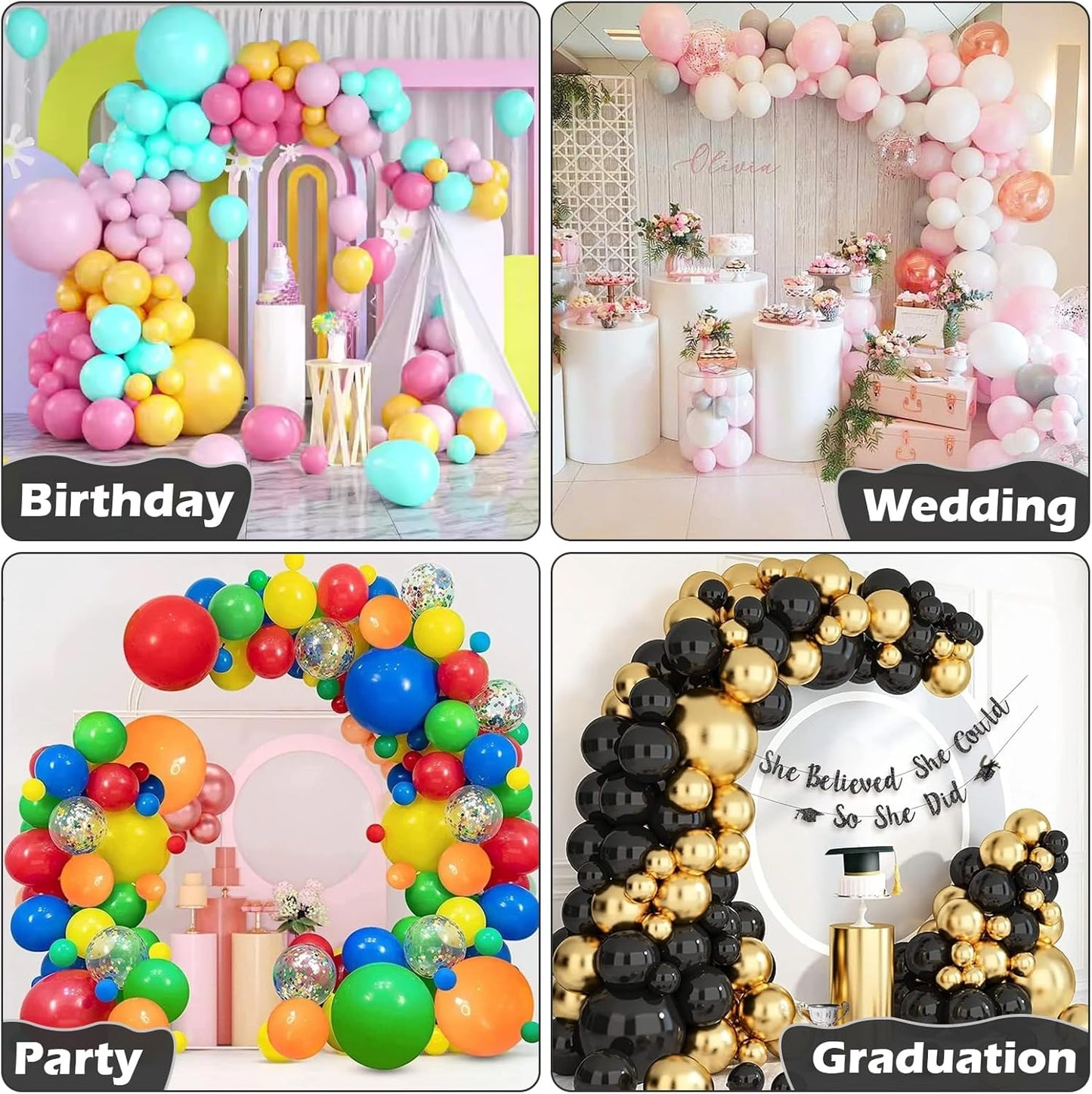 AerWo Balloon Arch Kit with Balloon Pump Electric, 8.2FT & 5FT Half Balloon Arch Stand with Base, Free Bending Balloon Stand Kit for Wedding Birthday Party Baby Shower Graduation Decorations