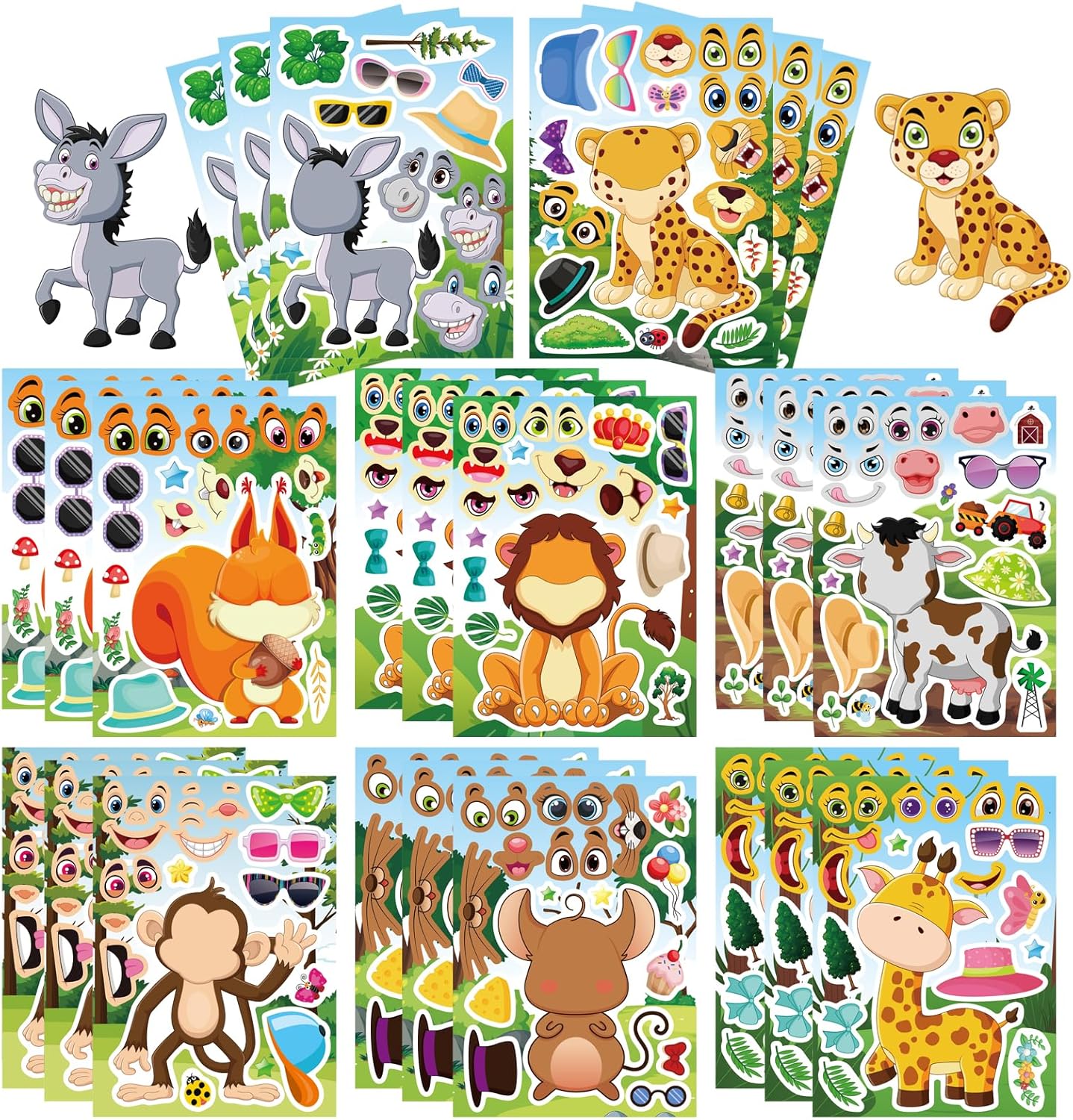 24 Sheets Make-a-face Cupcake Stickers Make Your Own Dessert Stickers Mix and Match Sweets and Fruit Treats Party Favor Supplies for Kids Ice Cream Sticker Games Birthday DIY Art Crafts