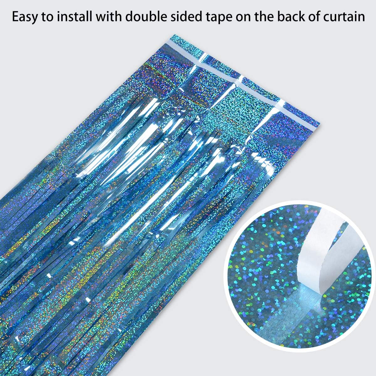 Happy Mothers Day Decorations Melsan 3 Pack 3.2 x 8.2 ft Pinkish Purple Tinsel Fringe Curtain Backdrop, Sparkling Metallic Party Decorations for Girls Birthday, Bachelorette, Wedding, Photo Booth