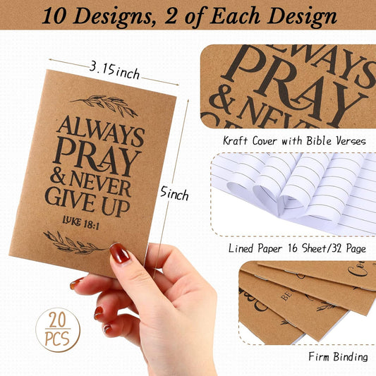 Fuutreo 40 Pcs Father's Day Christian Gift Bible Verse Prayer Journals Bible Pens Inspirational Religious Notebook Mini Scripture Pocket Notepad for Church Pastor Men Women Sunday School Graduation