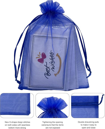 Jexila 120PCS Sheer Organza Bags 5X7 inches Mesh Drawstring Gift Bags Small for Jewelry Wedding Party Baby Shower Favor Bags (Rainbow )